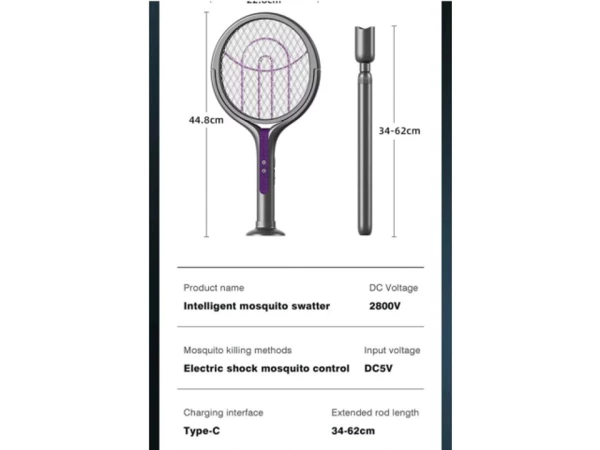 Tapette à moustiques télescopique à piles