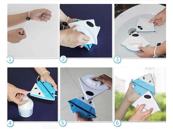 Nettoyeur de vitres double face avec raclette