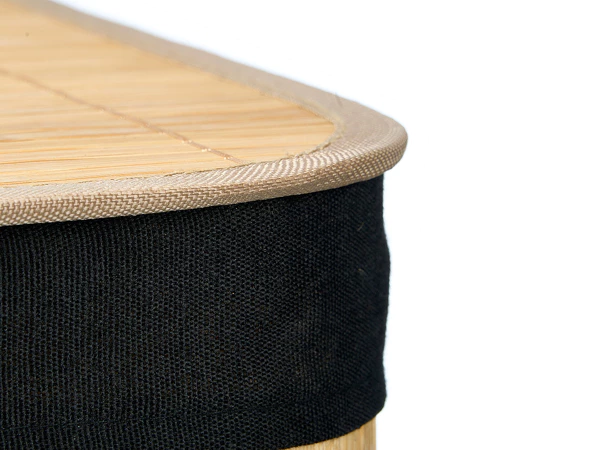 Panier à linge rectangulaire en bambou et tissu noir