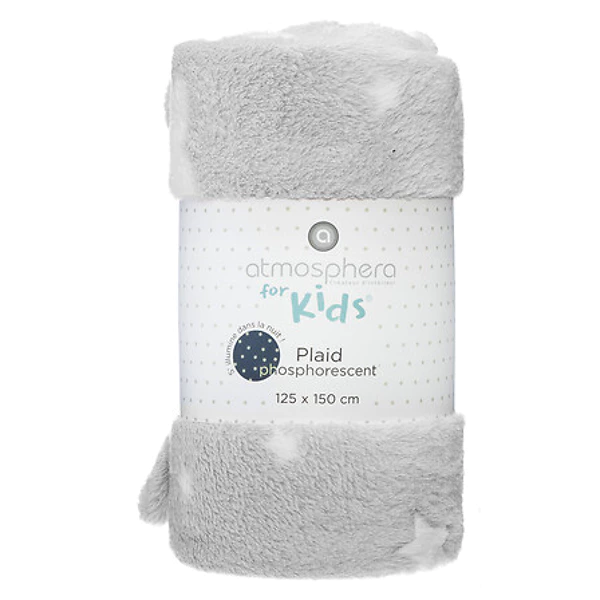 Plaid phosphorescent gris 125 x 150 cm