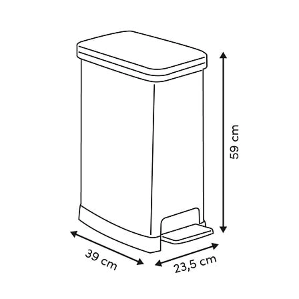 poubelle ped plast 40l slim soft c, argent