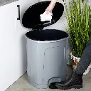 Poubelle à pédale en plastique, grise, 50 l