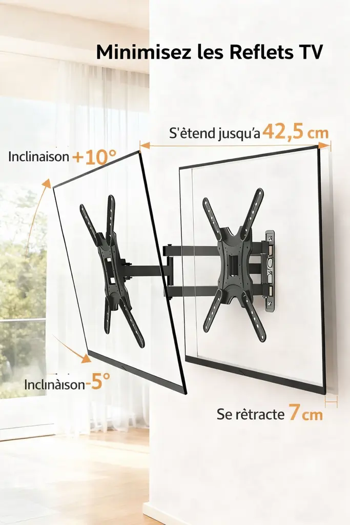 Support mural TV amovible 19-55"