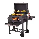 Barbecue au charbon de bois, couvercle rabattable