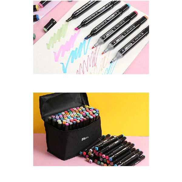 Lot de 80 marqueurs de couleur à double pointe