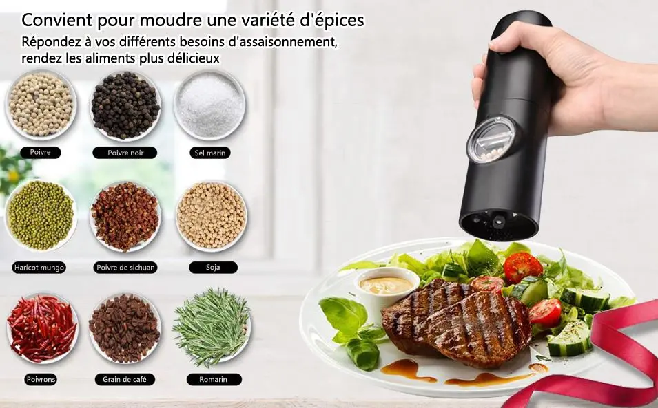ENSEMBLE DE MOULINS À SEL ET POIVRE ÉLECTRIQUES