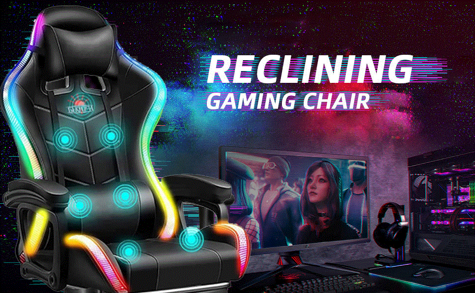 CHAISE GAMING avec LED Massage et repose pieds_1