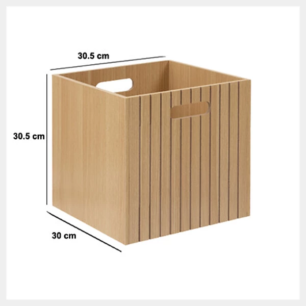 Boîte de rangement 31 x 31 cm bois beige