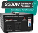 Convertisseur transformateur LiteFuze 2000W 110V/220V – prise universelle, câble US avec terre