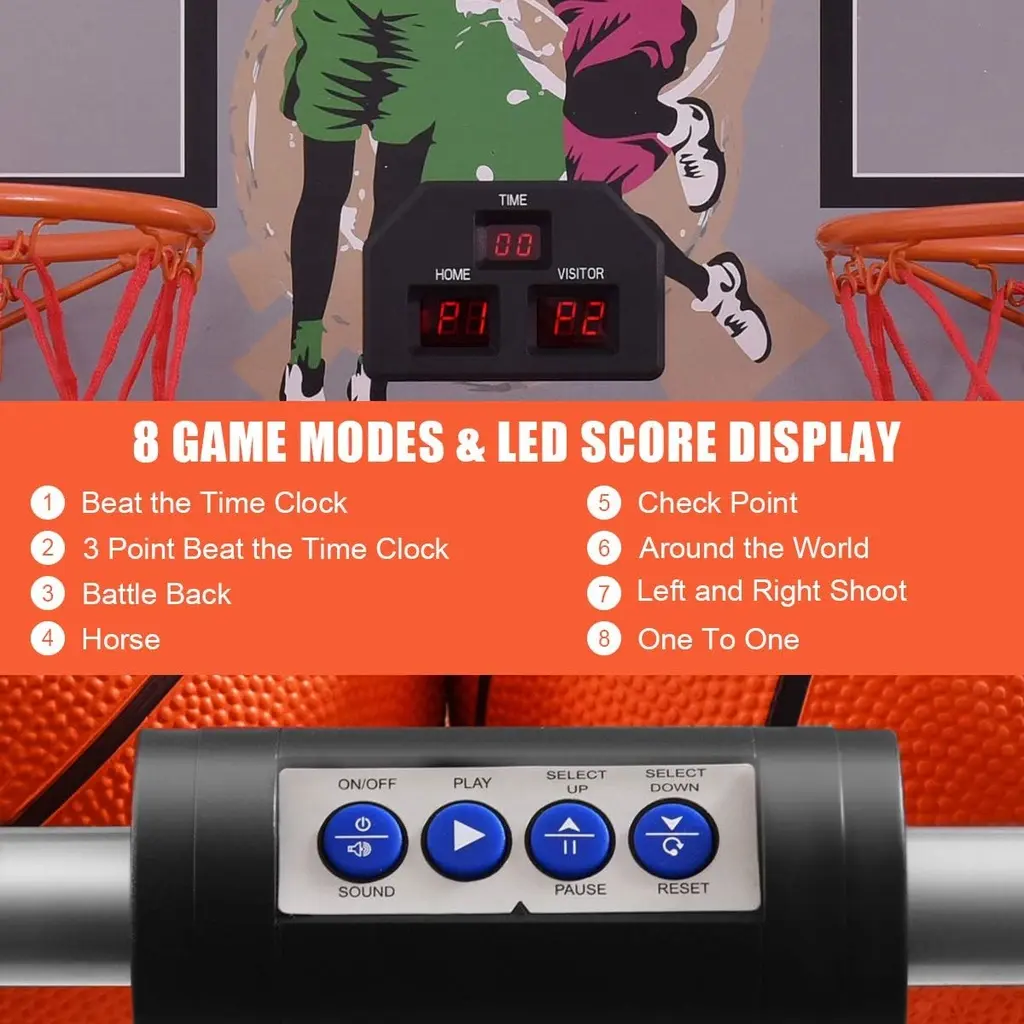 Jeu de Basket Arcade Pliable Double Panier