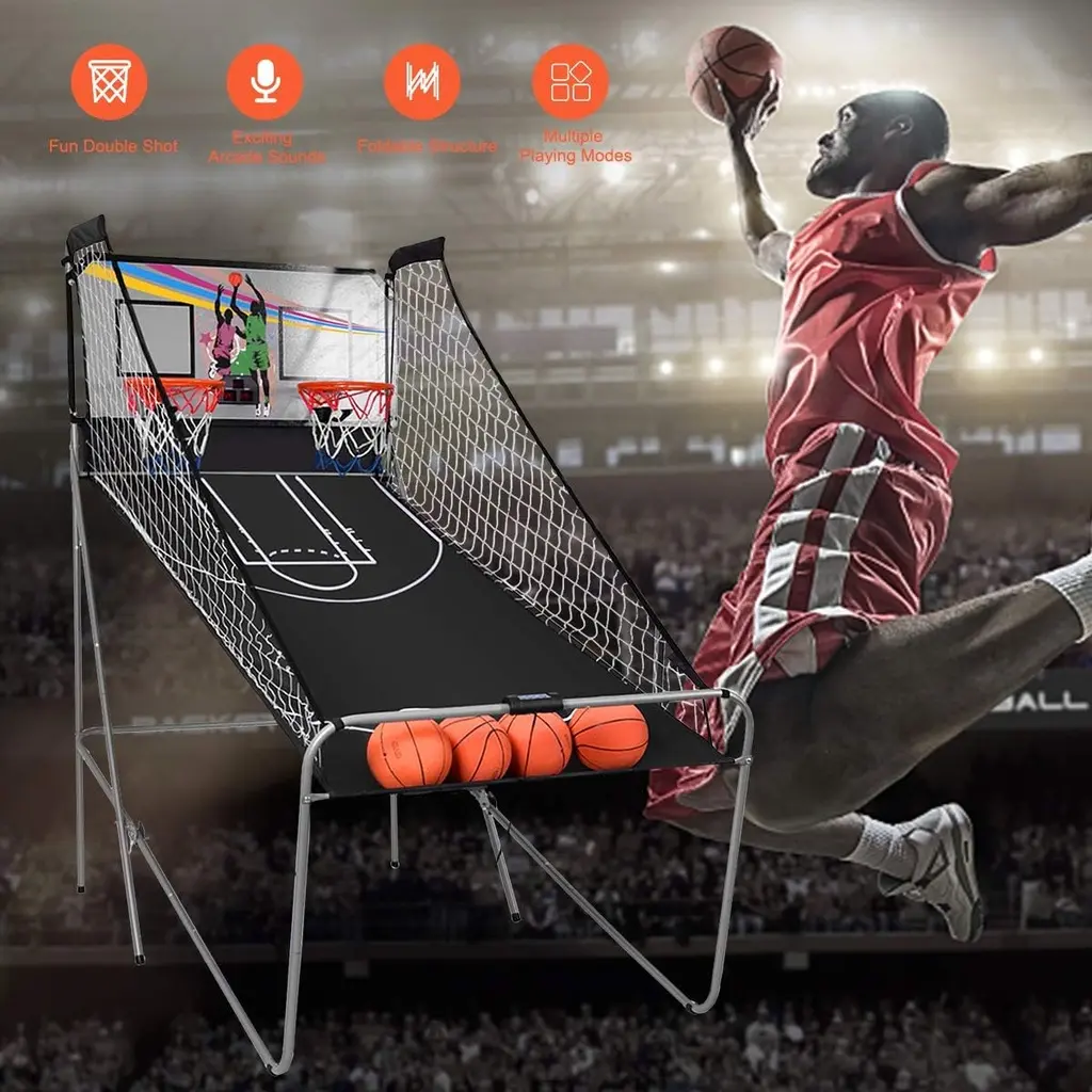 Jeu de Basket Arcade Pliable Double Panier