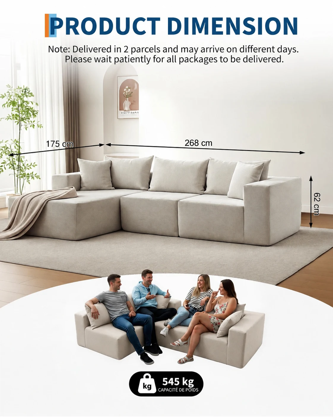 Canapé Modulaire d’Angle XXL – Confort Moderne et Design Épuré