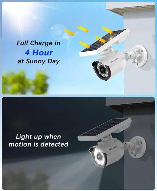 Lampe solaire avec caméra factice (imitation de surveillance)