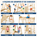 Structure Escalade en Bois 8-en-1 avec Toboggan