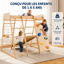 Structure Escalade en Bois 8-en-1 avec Toboggan