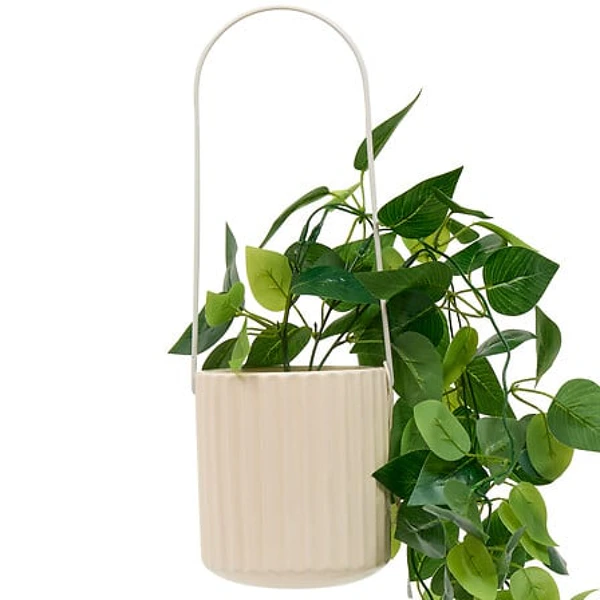 Plante suspendue avec pot en ceramique Pool hauteur 82 cm beige