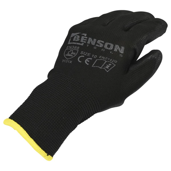 Gants de travail paume en PU noirs taille 10
