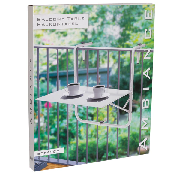 Table de balcon pliante blanche 60 x 40 cm