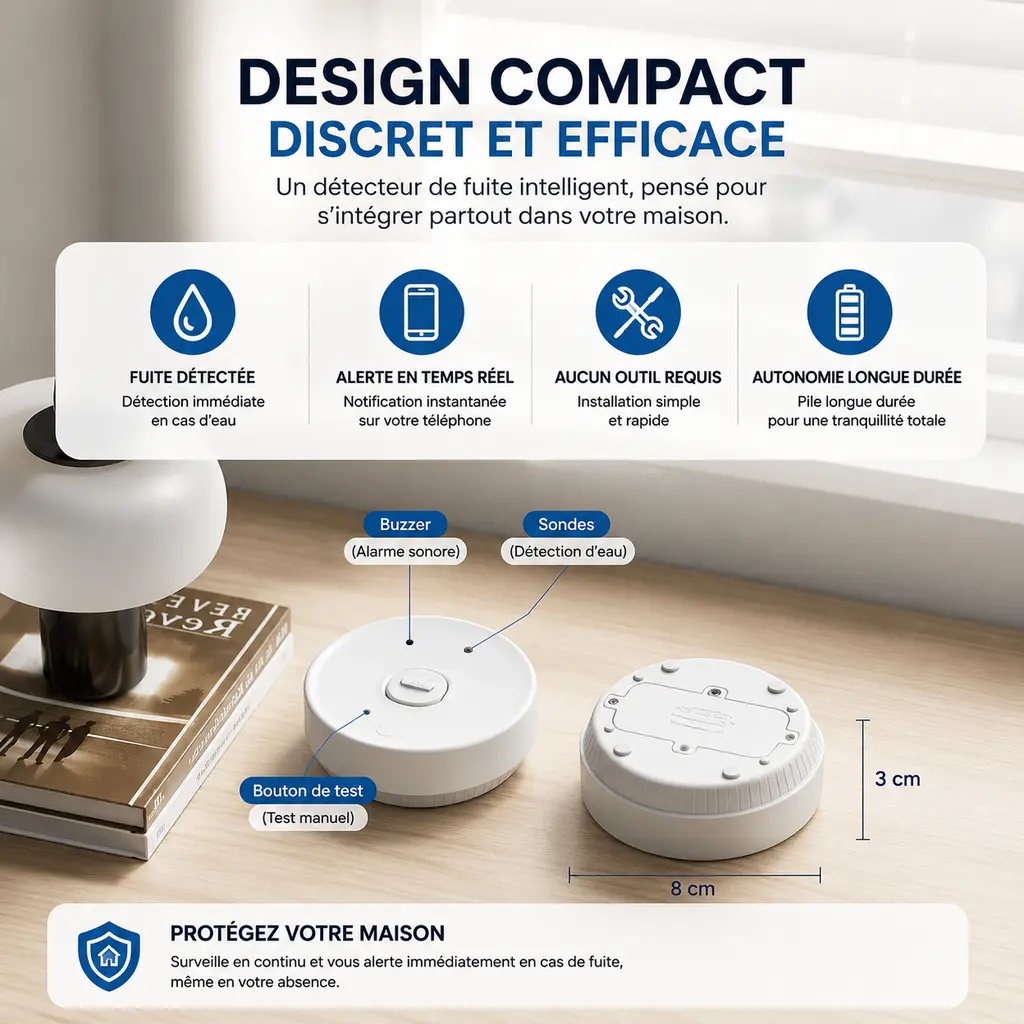 DEtecteur de Fuite d’Eau Intelligent Wi-Fi & Bluetooth – Contrôle du Débit et de la Consommation