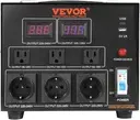 Convertisseur transformateur VEVOR 5000W 110V/220V – prise universelle, câble US avec terre 