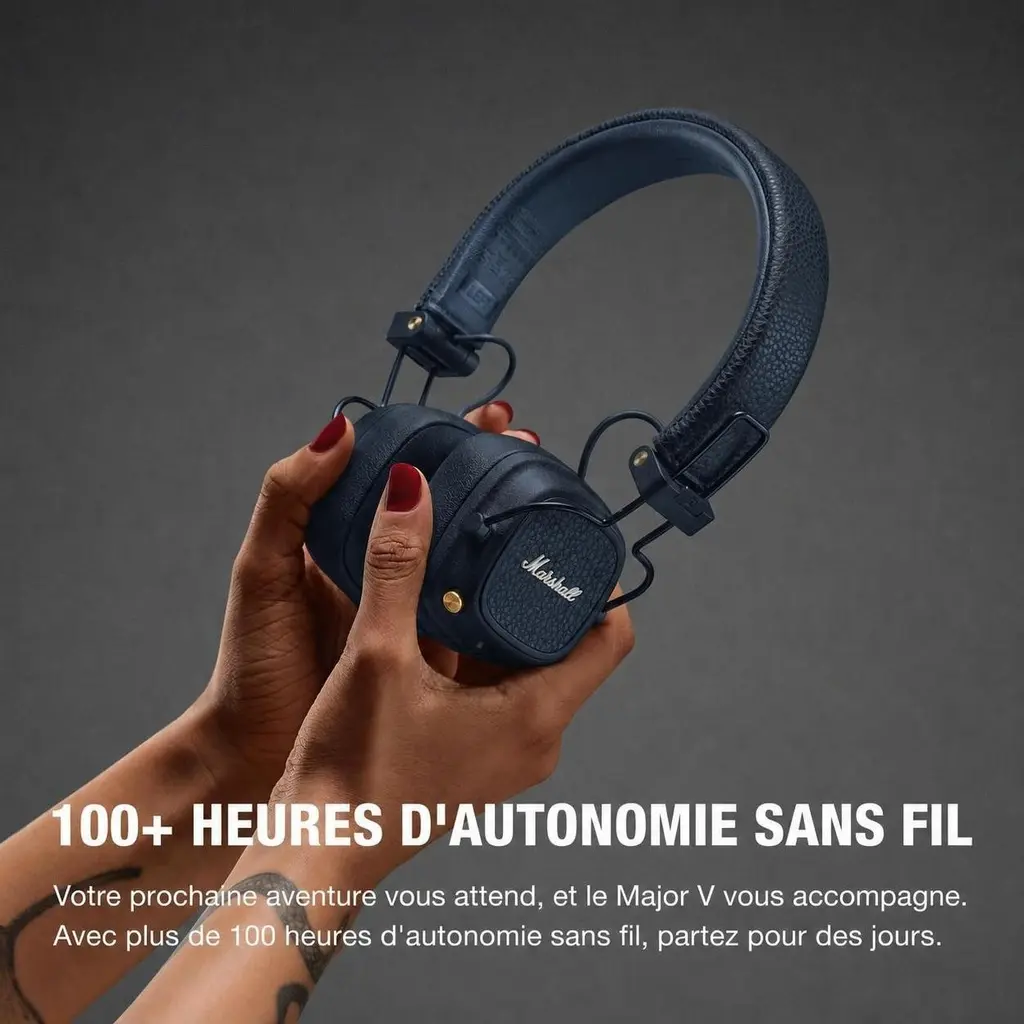 Casque Bluetooth Marshall Major V - Bleu nuit — photo 3