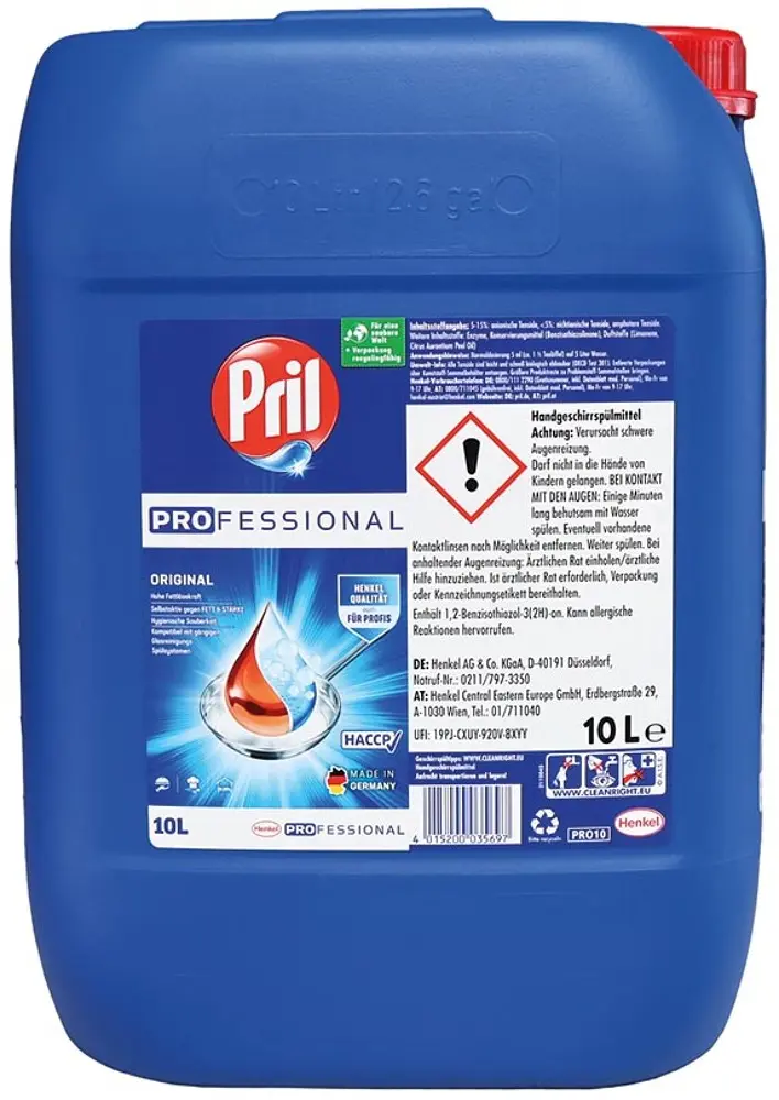 Liquide vaisselle Pril Original Professional, bidon 10 L - 2