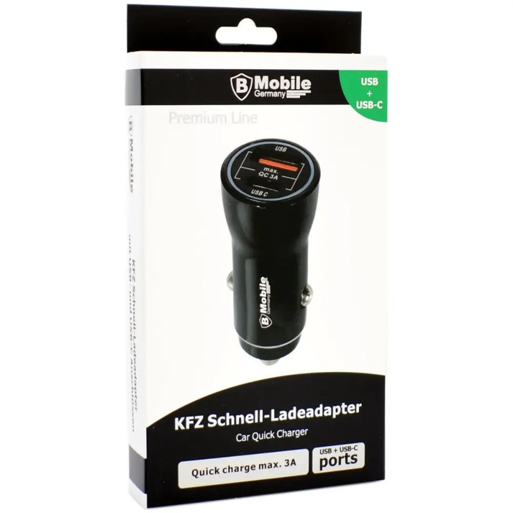 Chargeur voiture 12 V charge rapide 3 A, USB + USB-C - 2