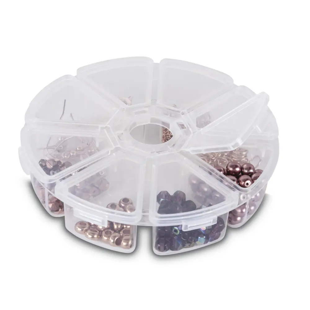 Boîte de tri ronde Rayher Ø 13 cm avec anse, 6 plateaux de 8 cases - 3