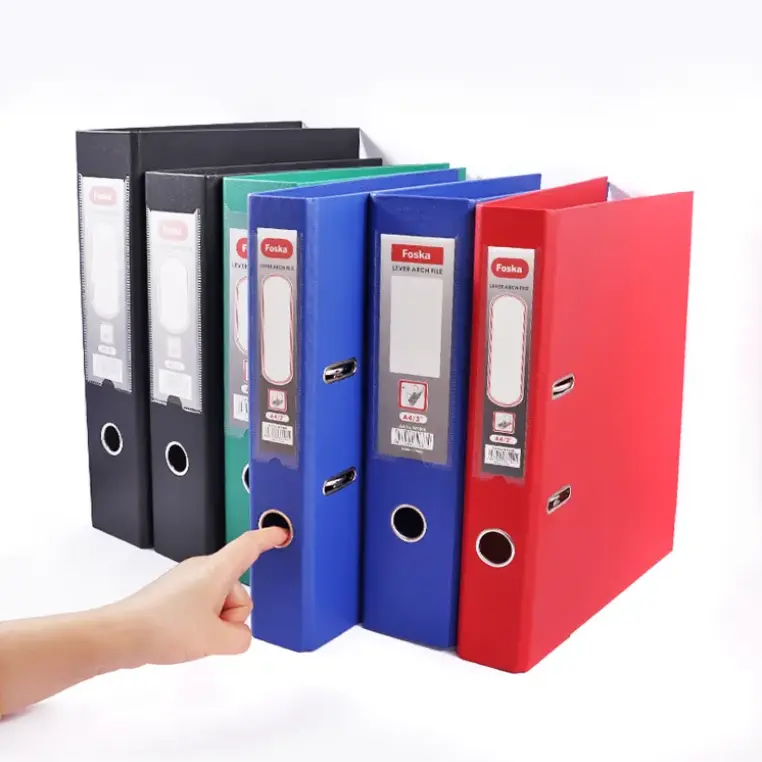 [STA0027-W9400] CLASSEUR PVC A4/7.62cm LEVIER - NOIR, BLEU OU ROUGE FOSKA