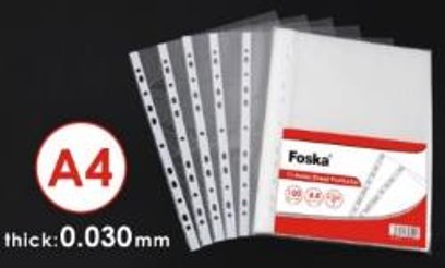 100 PROTEGE FEUILLE A4 3mm FOSKA 