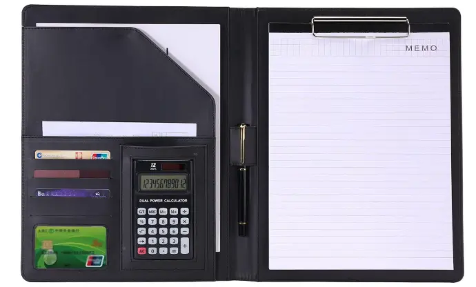 Porte-documents A4 en cuir synthétique noir ou marron