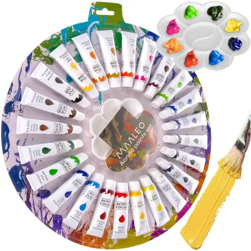 Peintures acryliques 12ml - lot de 24 Maaleo 24725 