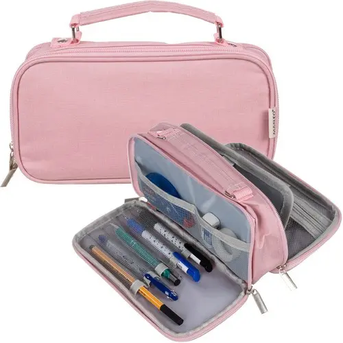 Trousse à crayons double extensible - rose Maaleo  24517