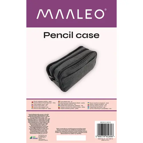 Trousse à crayons triple extensible - gris Maaleo 24512 