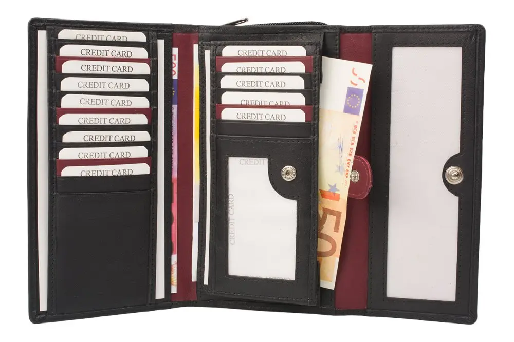 [3000-blackbordoZEN03] Grand portefeuille pour femme 16 emplacements pour