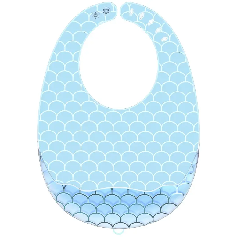 [YY-004] Bavoir bleu transparent en silicone YY-004