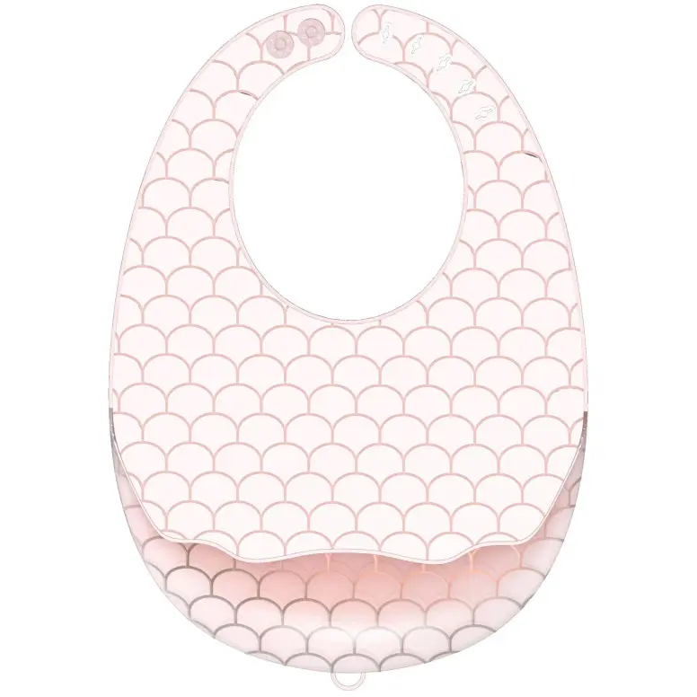 [YY-004/Rose] Bavoir rose transparent en silicone YY-004