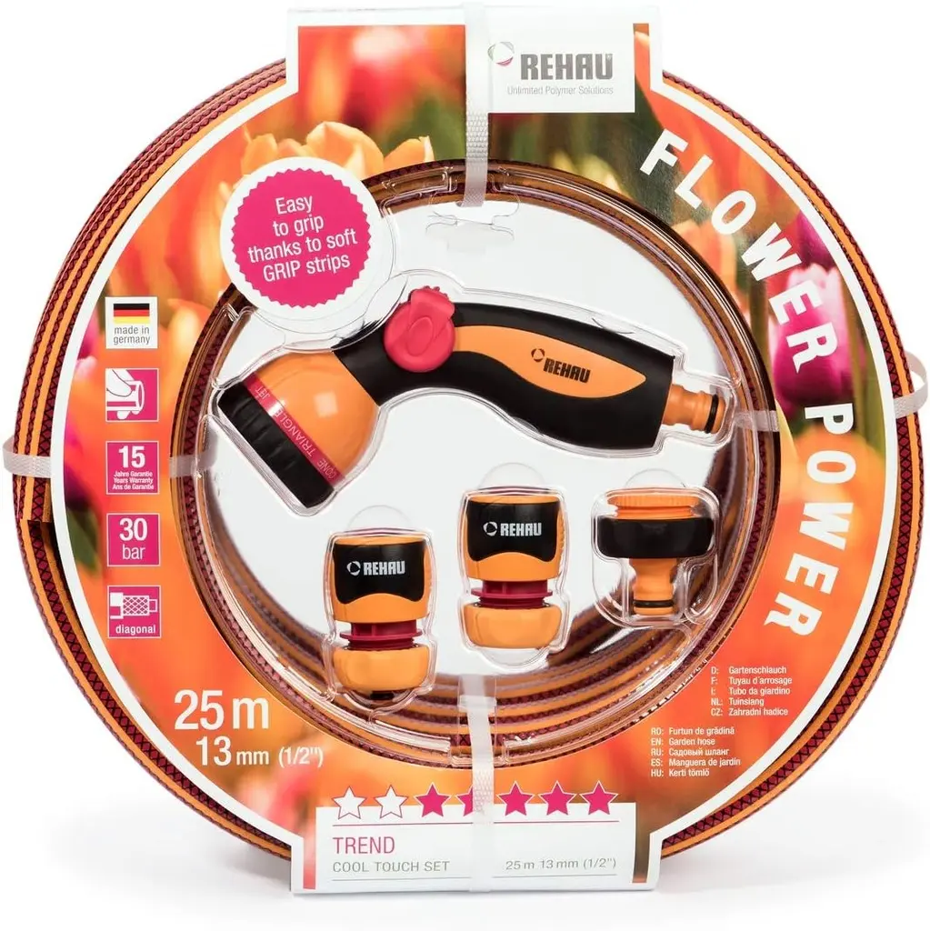 Garden hose set 25 m complete red Re