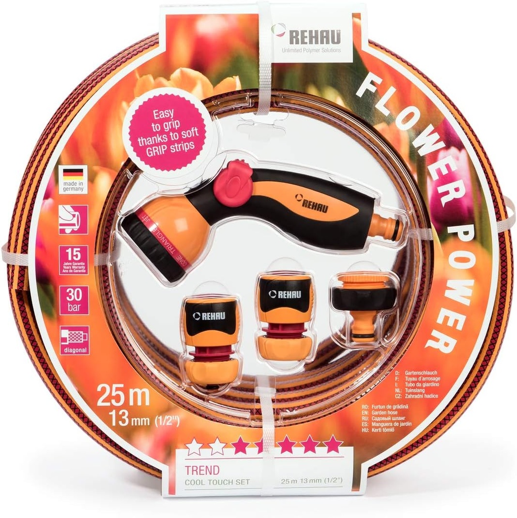 Set de tuyaux d'arrosage 25 m complet rouge Re 