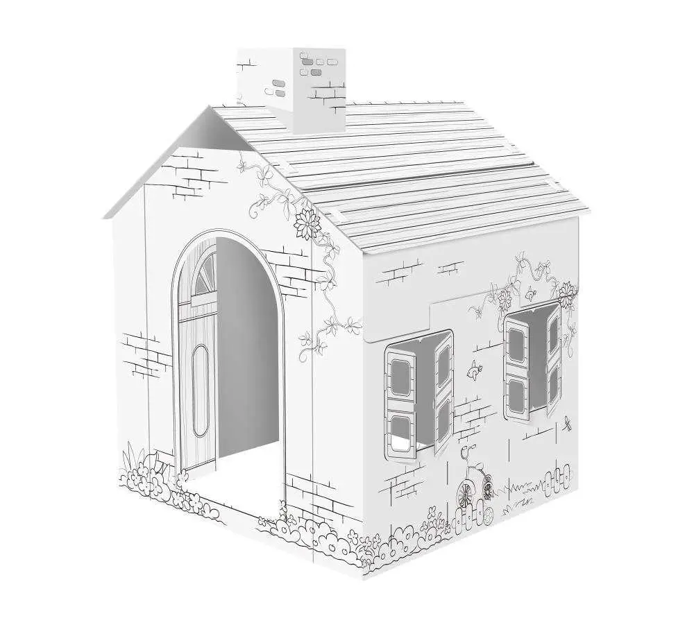 Beautiful cardboard house to assemble yourself, to paint and to color