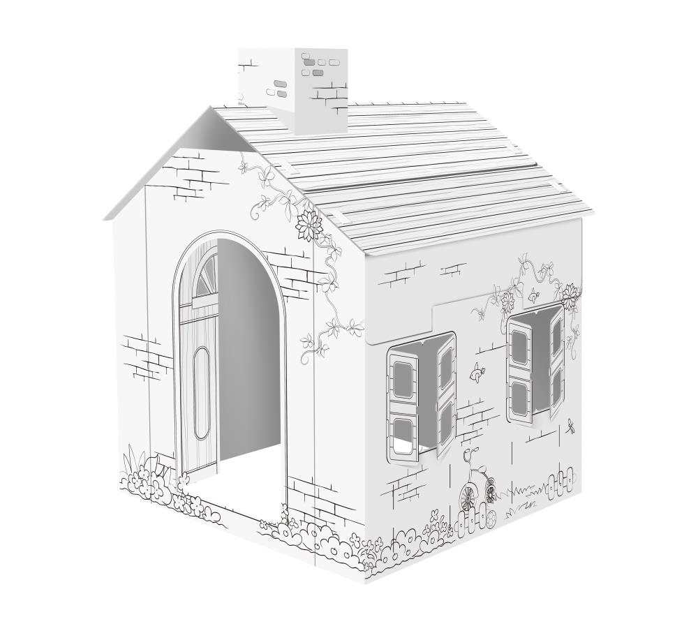 Belle maison en carton à monter soi même, à peindre et à colorier