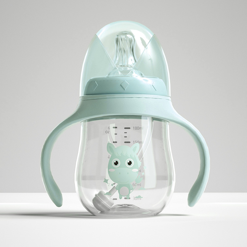 Transitional Blue Baby Bottle with Dual Lightweight Silicone Tips - 180 ml