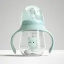 [YY-009/bleu] Biberon bleu transitoire double embouts en silicone léger - 180 ml