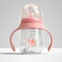 [YY-009/rose] Biberon rose transitoire double embouts en silicone léger - 180 ml