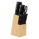 [1-AK01] Wooden block with 13 kitchen knives, sharpener and scissors