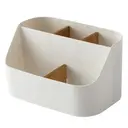 Storage box with removable bamboo dividers. L19.2 x W17.5 x H10.2 cm