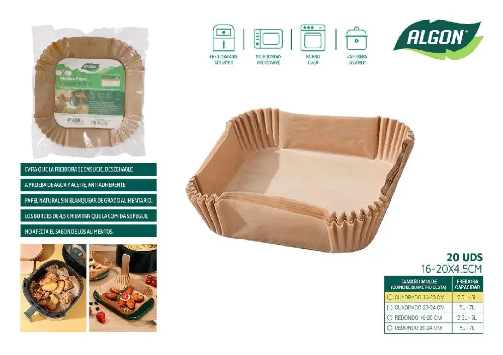 Lot de 20 bases papier airfryer calgon 