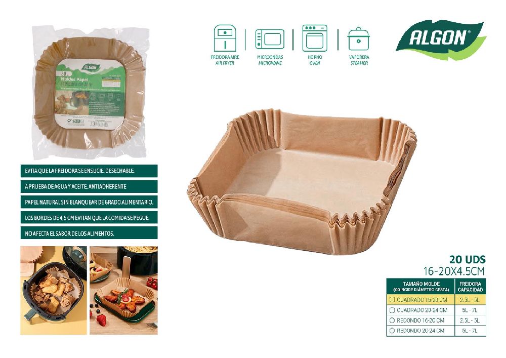 Lot de 20 bases papier airfryer calgon 