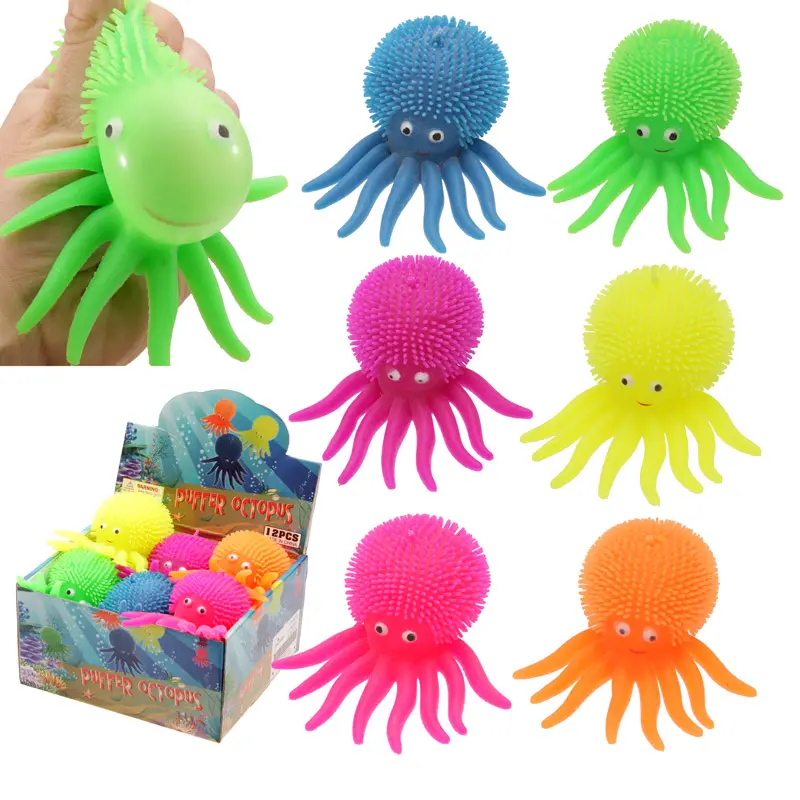 Jouet Squishy Poulpe Coloré avec Lumière LED 