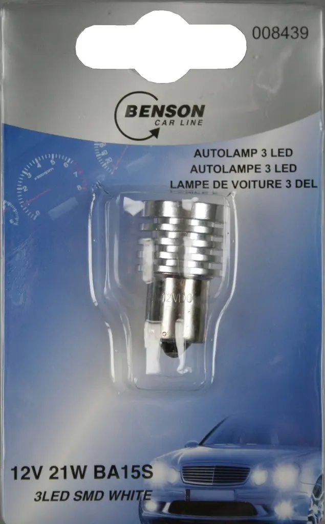 Phare de voiture LED 12V 21W 3 LED smd blanc ba15s 